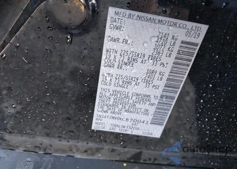 2019 Nissan Rogue Sl из США, поврежденный, VIN 5N1AT2MV0KC820041